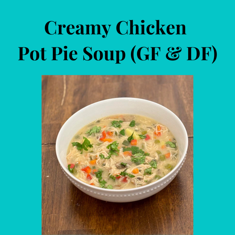 Cozy Chicken Pot Pie Soup that’s gluten-free, dairy-free, and full of flavor! A hearty, allergy-friendly meal perfect for chilly days.