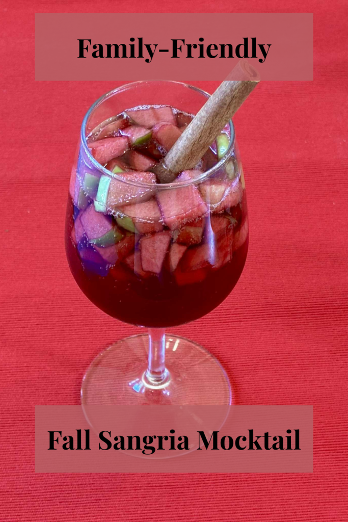 Celebrate the flavors of fall with this easy non-alcoholic sangria made with juice, spiced simple syrup, fresh fruit, and ginger ale.